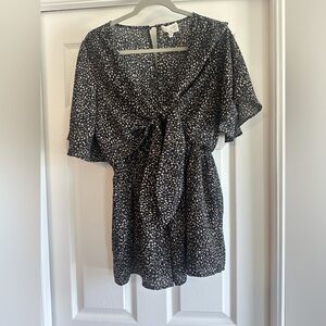 Boutique front tie animal print romper